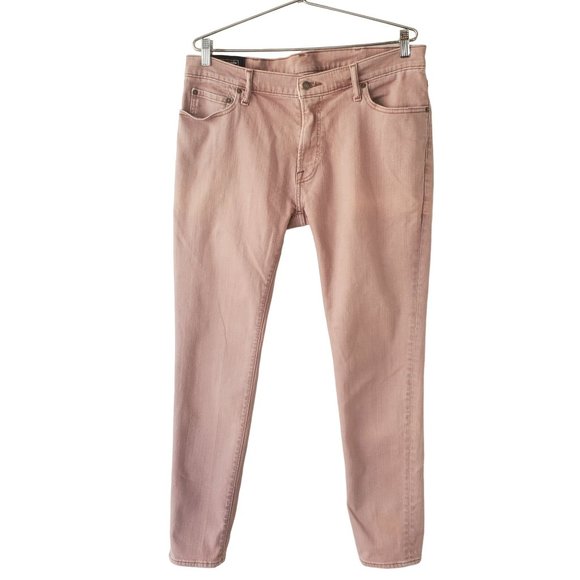 Abercrombie Fitch Other - Abercrombie Fitch Felix Jeans Pink Super Slim Stretch Leather Patch Mens 36 x 32